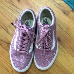 Beautiful sparkly pink old skool vans
